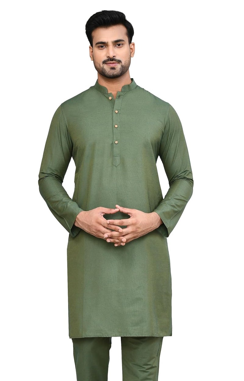 POLY2FAB Hathkargha Cotton Kurta for Men | Full Sleeve Regular Fit Kurta with Mandarin Collar | Traditional, Festive & Wedding Ethnic Wear - Image 1